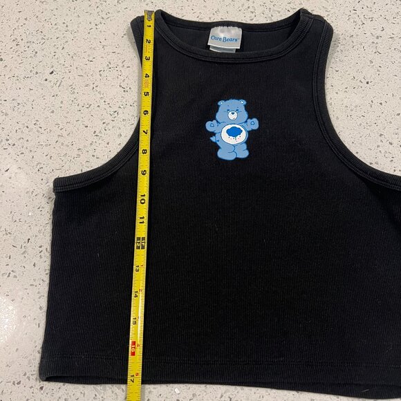 Y2K CARE BEARS Black Crop Stretch Baby Tank Top with Grumpy Bear | 95% Cotton - Picture 9 of 10